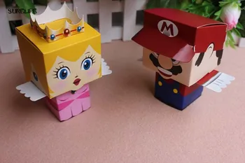 30pcs Cute karikatūra Super Marijas Bros princese Līgava un Līgavainis kāzu dod priekšroku Mario konfekšu kaste kāzu dāvanas