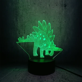 3D LED Lampas dinozauru fani Stegosaurus filmu Attēls Gaismas Krāsains Apdare Nakts Gaisma Mazulis Ziemassvētku Zēns, pusaudzis