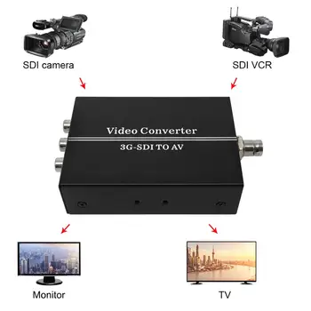 3G HD SDI AV Converter BNC uz RCA Adapters Audio Scaler līdz 1080P Atbalsts LPCM 2.0 TV