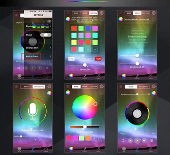 4gab 48 LED Bluetooth App Kontrolieris Sloksnes Gaismas Multicolor Mūzikas Atmosfēru Ar Dash Apgaismojuma Komplekts ar Skaņas Aktīva darbība