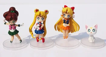 4gab/set Sailor moon Tsukino Venēra, Jupiters Artemis Kaķis PVC Attēls Rotaļlieta Ar Dāvanu, ar Kasti
