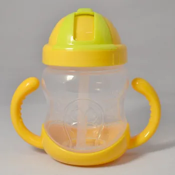 5 Krāsas 280ml Bērnu Pudele Bērniem Kausa Silikona Sippy Bērniem Mācību Tases Cute Baby Dzeramā Ūdens Salmu Rokturis Barošanas Pudeles