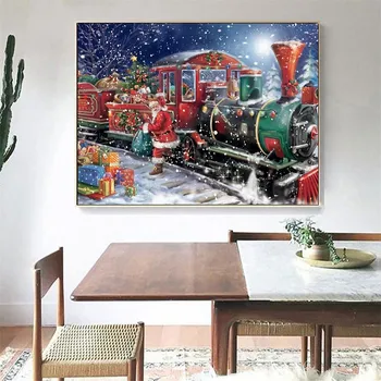 5D DIY Dimanta Glezna Ziemassvētku Pilnu Kvadrātveida Rhinestone Dimanta Mozaīkas Santa Claus Vilcienu Dimanta Izšuvumu Pārdošana Karikatūra
