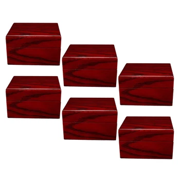 6 Pack Koka Skatīties Lodziņā Luksusa Rokas Pulkstenis Kolekcija Premium Koka Vīna Sarkanā Krāsā, Mājas Ceļojuma Vitrīna