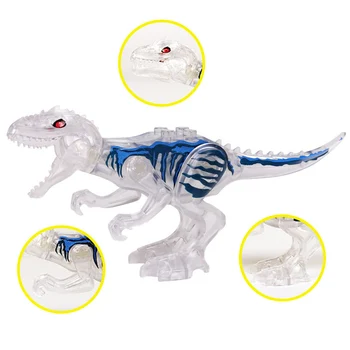 6Pcs/Set Jurassic Kristāla Dinozauru Celtniecības Bloki Pterosaurs Triceratops Tyrannosaurus Dino Skaitļi DIY Sapulcējušies Bērnu Rotaļlietas