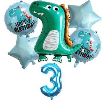 6pcs Dinozauru Puse Balonu Dinozauru Dzimšanas dienu, Bērniem, Pusei Folijā 32 Collu Numuru Baloni Džungļu Dzimšanas dienas svinības Rotājumi Globos
