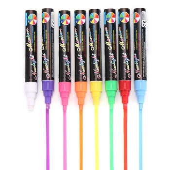 8 Krāsas/Komplekts Šķidrumu Krīta Tāfeles Marķieris Pildspalvas Stikls Logu Atgriezeniska Neona Pildspalvas Viegli noslaukiet nav toksisks