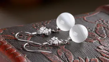 925 sterling sudraba modes bowknot dabas opāls kristāla dāmas'stud auskari sievietēm, rotaslietas, dāvanu piliens kuģniecība