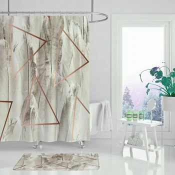 Abstraktās ģeometriskās dušas aizkars rožu dušas aizkars vannas istabā, ūdensnecaurlaidīga poliestera lotus mājas vannas istabā aizkaru apdare