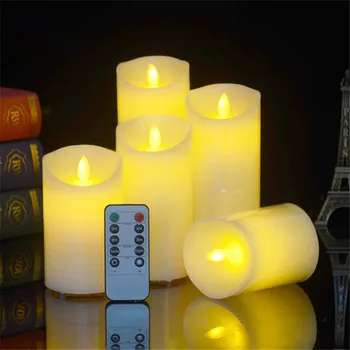 Akumulatoru Darbināmas LED Flameless Sveces Gaismas Tālvadības pults LED Mirgo Sveces Dejo Liesmu Tealight ar Taimera Funkcija