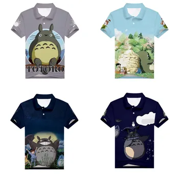 Anime Mans Kaimiņš Totoro Polo Krekls 3D Drukas Vīriešu Sporta Pusaudzis, golfa krekls Ikdienas Īsās Piedurknes Unisex Vasaras tenisa kreklu, t-veida