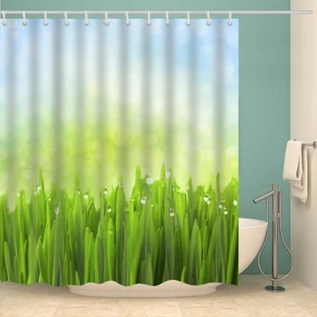 Augi, Ziedi Kaktuss Zaļās lapas Dušas Aizkaru mazgāšanu, dušas Ūdensizturīgs Mildewproof Dekoru ar āķi 180x200cm Vannas