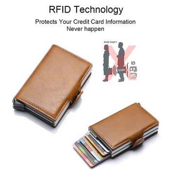 Augstas kvalitātes RFID Aizsardzības vīriešu maku alumīnija konstrukcija ādas segumu mini-bag kartes turētāju CGStore