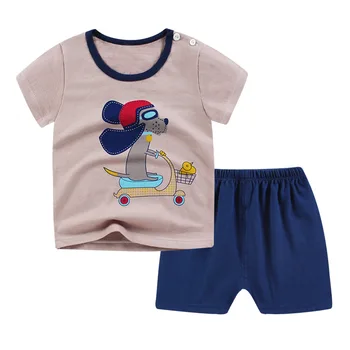 Baby Zēns un Meitene Drēbes, Uzvalks, Zēnu Summer Cartoon Apģērbu Komplekti Bērniem Apdrukāta Kokvilnas Komplekti, Bērnu T Krekls Baby Meitenes Īss t-veida