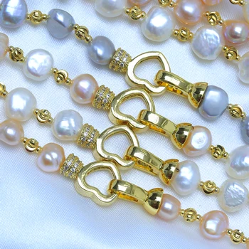 BaroqueOnly Zircon sirds kulonu, pērļu rokassprādzes naturanl nelegālo saldūdens pērļu baltā ģeometriskās pērles HI