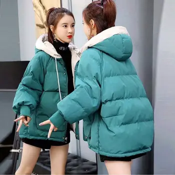 Bella filozofija ziemas cietā sieviešu silts parkas streetwear dāmas Harajuku gadījuma kapuci mētelis sieviešu zaudēt-line jaka outwear