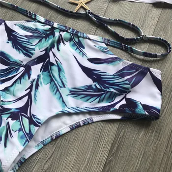Bikini Komplekts 2019 Doubledeck Flouncing Peldkostīmu Push Up peldkostīms, sexy Sievietes Augsta Vidukļa Peldkostīmi Pie Pleca Peldēšanas Tērpi