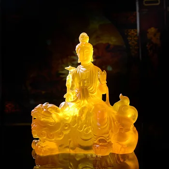 Bodhisatva Manjusri Manjushri sveķu statujas Samantabhadra rotājumi budas statuetes, lai atvairītu ļaunos garus laimīgs miers!