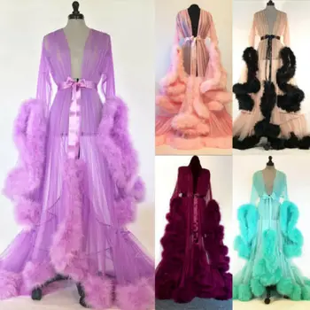 Brīvs Satīna Zīda Ilgi Drēbes Sievietēm, Cietā Mežģīnes Up Kimono Maxi Kleita Naktskrekls Sleepwear Pilnu Piedurknēm