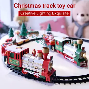 Bērnu Elektriskā Dzelzceļa Automašīnu Vilciena Rotaļu Dzelzceļa Vilcienu Uzstādīt Sacīkšu Autotransportu Ēkas Rotaļlietas Ziemassvētku Elektriskās Rotaļlietas Klāt