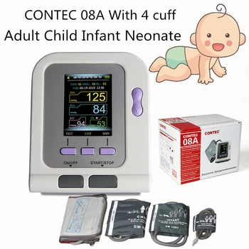 CONTEC08A ar 4 aproces CE FDA Digitālo Asins Spiediena Monitoru Krāsu LCD Displejs Pieaugušo, Bērnu un Zīdaiņu Jaundzimušajiem aproces