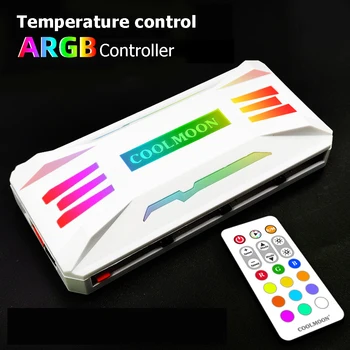 COOLMOON RGB Kontrolieris PWM 4Pin 5V 3Pin ARGB Ventilators PC Gadījumā Tālvadības Šasijas Kontroles Smart Viedās Tālvadības RGB Kontrolieris