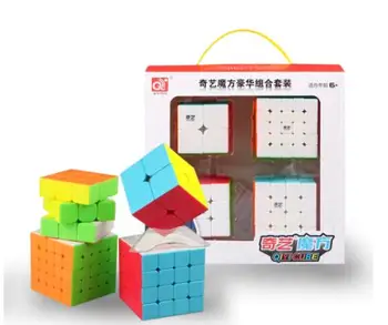 CuberSpeed Speedcubing Komplektā Qiyi Qidi S 2X2 & Qiyi Karavīrs W 3x3 & Qiyi Qiyuan S 4X4 & qizheng s 5X5 Stickerless Spilgti kuba