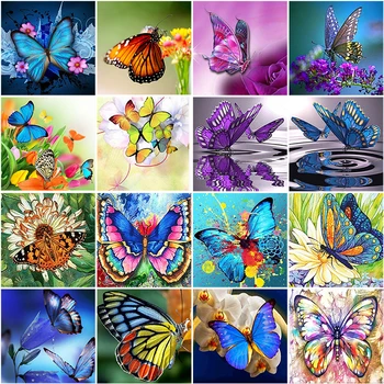 DIY 5D Dimanta Glezna Krustdūrienā Butterfly&Ziedi Dimanta Izšuvumi Pilna Kārtas Urbt Mājas Dekoru, Sienas Māksla