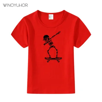 Dab paliekas uzmanīgi Skelets Skeitborda Smieklīgu T Kreklu Bērnu Zēniem/meitenēm Vasaras Topi ar Īsām Piedurknēm T-krekls Bērniem Cute Drēbes Streetwear