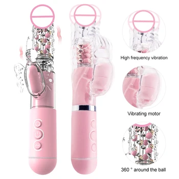 Dual Mehānisko Dildo Trušu Vibrators Vibrācijas, Rotācijas Seksa Rotaļlieta Sievietēm G Spot Massager Klitora Stimulators Seksa Veikals