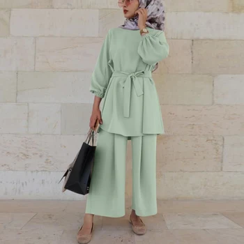 Eid Mubarek Abaya Turcija Hijab divdaļīga Musulmaņu Komplekti Kleita Caftan Kaftans Islāma Apģērba Abayas Sievietēm Musulman Komplekti