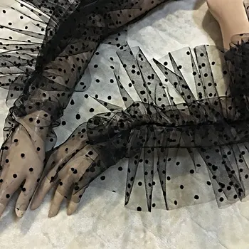 Elegants sieviešu Dot Drukas Acs Gari Cimdi ar Ruffles Melns, Foto Aksesuārus, Kostīmu Piederumu Fingerless Sexy Ilgi Cimdi 2020