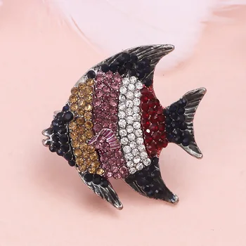 FARLENA Rotaslietas Multicolor Kristāla Rhinestones Zivju formas Broša tapas Sievietes Tērps Piederumu Vintage Dzīvnieku Brošas un piespraudes