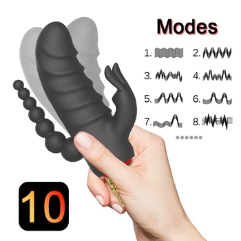 FLXUR Dildo Trušu Vibrators Sievietēm 3 Punkti Maksts Stimulācijas Klitora Tūpļa Massager Sieviešu Masturbācija Seksa Rotaļlietas Sievietēm