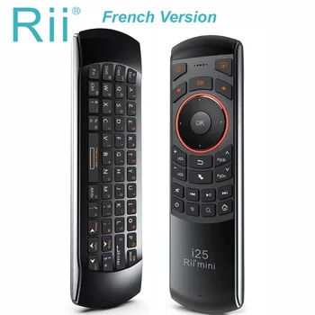 (Francijas Azerty) Rii Mini i25 2.4 GHz Lidot Pele, Tālvadības pults ar mini Tastatūru, lai Smart TV Android TV Box IPTV, PC, HTPC