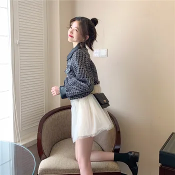 Franču Vintage Mini Kleita Sievietēm Ar Garām Piedurknēm Pogas Pasaku Retro Puse Kleita Sieviešu Viengabala Kleita Korejas Rudens Apģērbu 2020
