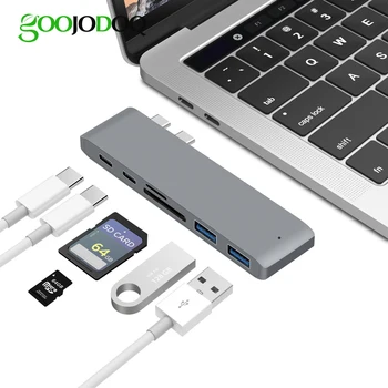 GOOJODOQ USB Type C centrs, lai Karšu Lasītājs, USB C Hub 3.0 Adapteris Combo Ar SD Slots MacBook Pro 2016 2017 USB-C Power Piegāde