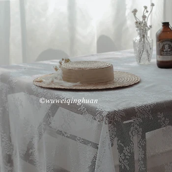 Galda segums mežģīņu auduma franču galdauts placemat galda pārklāji balto ziedu izšuvumi nepievelk putekļus, vakariņām, kafijas laukumā dekori
