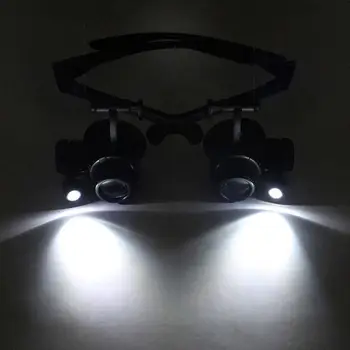 Galvas 10X, 15X, 20X 25X LED Gaismas Brilles, Lupas Pulksteņi Rotaslietas Optisko Objektīvu Stikla Lupa Palielināmā Stikla Lupa