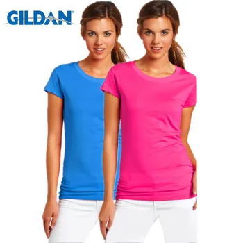Gildan jaunu 22 Krāsa, Vienkāršā T Krekls Sievietēm, Kokvilnas, Elastīgs, Pamata, T-krekli, Sieviešu Ikdienas Topi ar Īsām Piedurknēm T-krekls S-XL