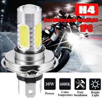 H4 9003 6000K Auto LED Miglas Spuldzes, High Power COB Balts Hi/Low Beam Motocikla priekšējo Lukturu