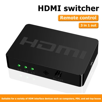 HW-HD301M 3 Ostas 1080P HDMI Slēdzis Kārbas Pārslēdzēja 3x1 HDMI Splitter Selektors ar Tālvadības pulti PS4 TV Kastē