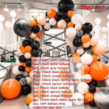 Halloween DIY Baloni Vainags Komplekts Dekoru Balonu Arku Komplekts Agate Black Orange Lateksa Baloni Halloween Puse Mājas Apdare