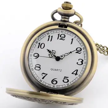 IBEINA Bronzas Antīko EMT Vintage Kulons Kabatas pulkstenis Kvarca Kaklarota Ķēdes Dāvanu Retro