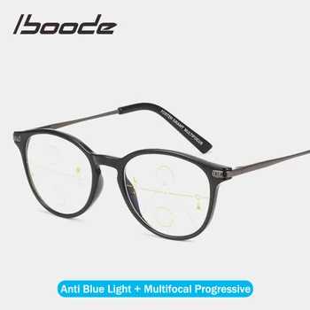 Iboode Progresējoša Multifokāla Lasīšanas Brilles Vīrieši Sievietes Retro Tālu un Tuvu, Redzes Anti Zilā Gaisma Pretbloķēšanas Presbyopic Brilles