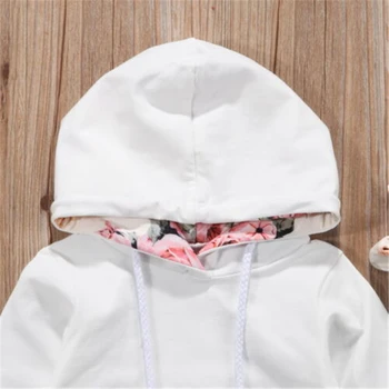Infant Baby Meitenes Ziedu Apģērbs, Apģērbu Tracksuit Iespiesti kabatas kapuces Džemperis + Zeķes Bikses + Matu Joslā Uzstādiet 0-2 Gadu