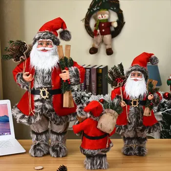 Ir 2021. Jauni Ziemassvētku Rotājumi Sarkanā Santa Claus Mājas Iekārtojuma Santa Claus