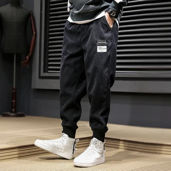 Japāņu Modes Stila Vīriešu Džinsi, Rudens Gadījuma Velveta Kravas Bikses Vīriešu Plaša Kāju Bikses Streetwear Hip Hop Joggers Bikses Homme