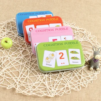 Jaunas Agrīnās Izglītības Montessori angļu Alfabēta Forma Dzīvnieku Spēles Spēle Puzzle Kartes Rotaļlietas Dzelzs Kārbas Iepakojumā 3D Puzzle rotaļlietas