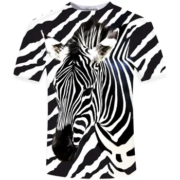 Jaunas Ielidošanas Smieklīgi 3D T Krekls Vīriešiem zebra Iespiesti Top Tees Gadījuma Cilvēks, Slim Fit Īsām Piedurknēm O Kakla Vīriešu Tee Augstas Kvalitātes